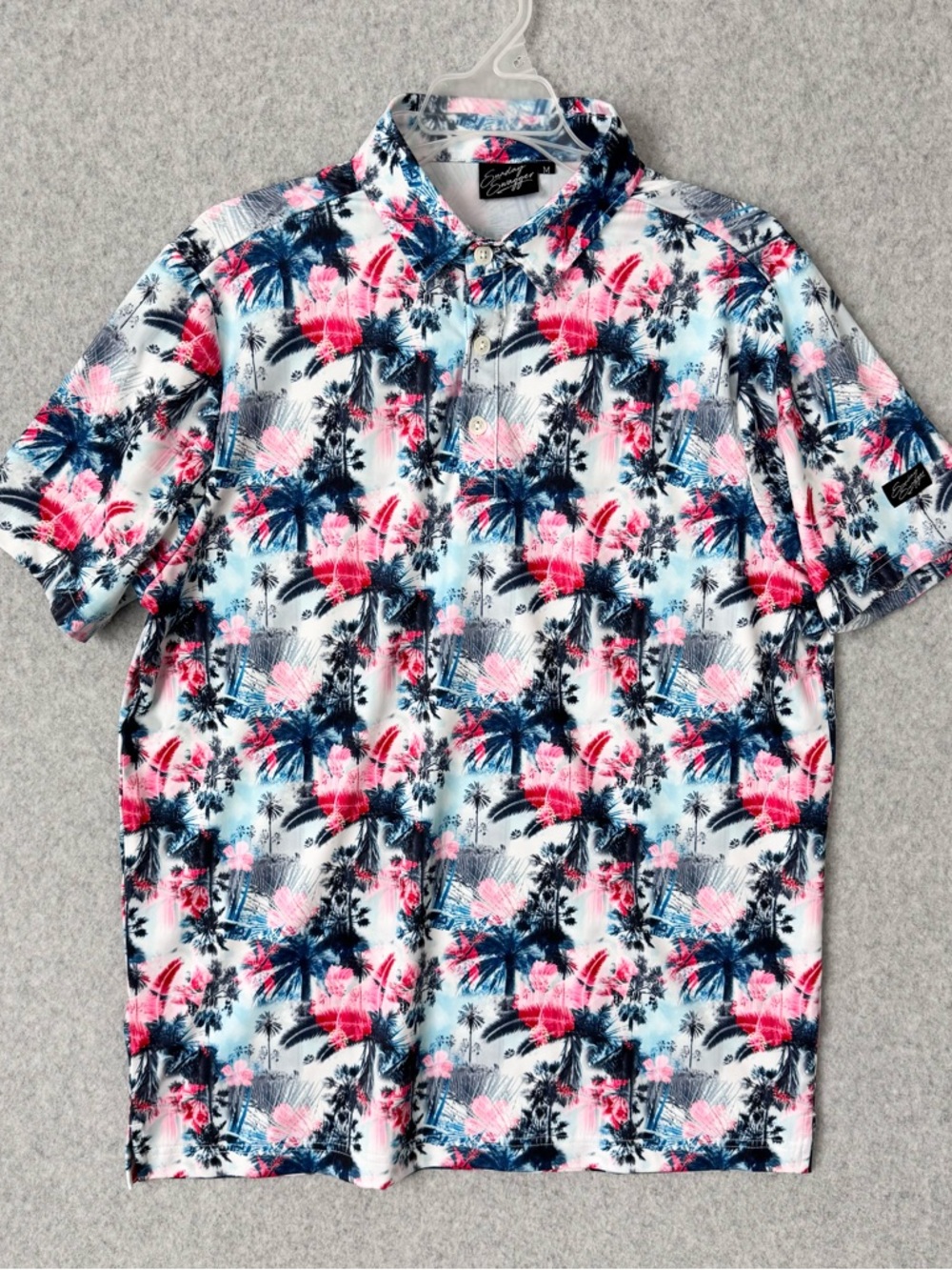 Sunday Swagger Mens Performance Stretch Golf Polo Shirt Size M Tropical Palms